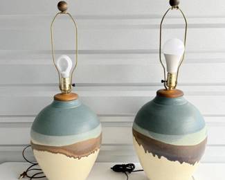 95 HartmanStudioGlazedPotteryTableLampsSigned