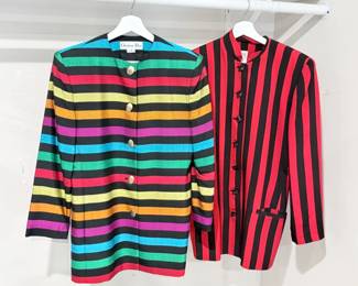 5 ChristianDiorRainbowStripeBlazerRedBlackStripedJacketSet