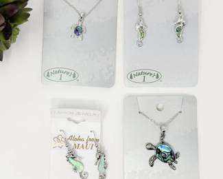159 AbaloneShellTurtleSeahorseJewelrySet