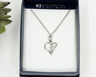 135 BobSiemonDesignsSilverHeartCrossPendantNecklace