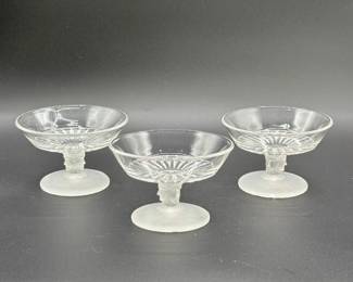 121 ClearPressedGlassDessertCompoteswithHeadPedestals