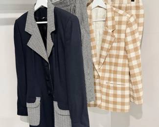 131 WomensHoundstoothGinghamBlazerwithSkirtSets