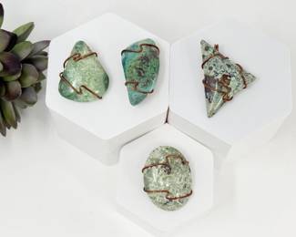 93 GreenStoneCopperWirePendantSet