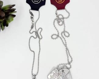 112 HardRockSilverToneGuitarPickDogTagNecklaces