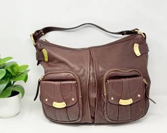 27 BMakowskyBrownLeatherHoboBagwithDualPockets