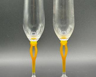 77 MikasaTuscanYellowCrystalChampagneFlutes