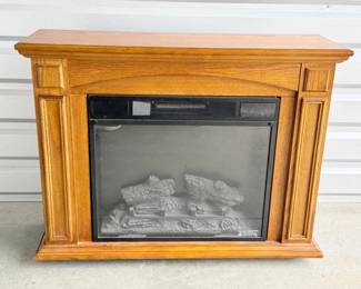 94 OakFinishElectricFireplaceMantelwithShelves