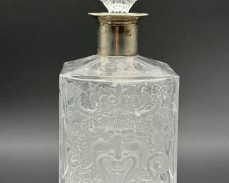 58 ArtDecoEtchedMaskGlassDecanterwithFacetedStopper