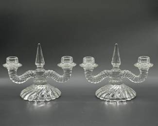 41 FostoriaColonySwirlDoubleLightCandlesticks
