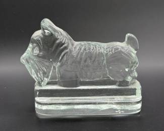 139 ClearAquaGlassTerrierDogPaperweight