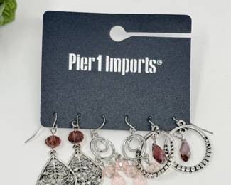 102 Pier1ImportsSilverToneBeadedEarringTrio