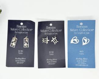 126 HawaiianNatureCollectionTurtleDolphinSilverEarrings