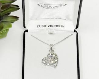 87 ShermanCubicZirconiaHeartPendantNecklace