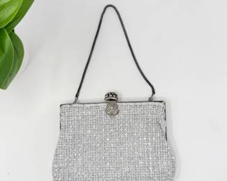 49 VintageSilverRhinestoneEveningClutch
