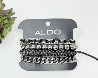 66 ALDOSilverBlackMultiStrandBracelet