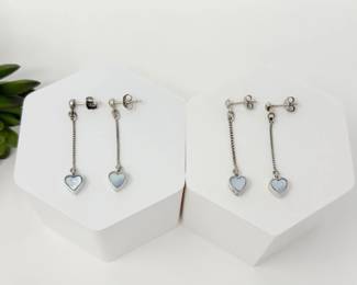 54 SterlingSilverMotherofPearlHeartDropEarrings