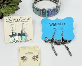 138 SilverToneButterflyDragonflyJewelrySet