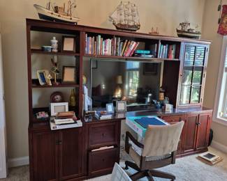 Multi-section mahogany desk