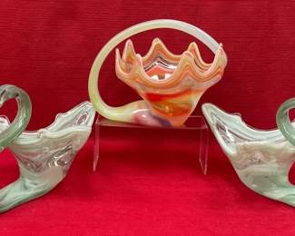 Vtg Mid Century Modern Hand Blown Glass Art Pieces