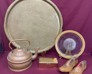 Vtg Brass, Bronze, Wood Glass Collection