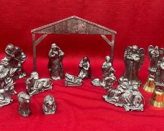 Vtg Michael Ricker Pewter Nativity Set