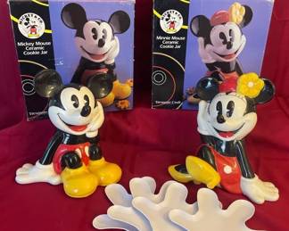 Vtg Mickey Mouse Minnie Mouse Ceramic Cookie Jars