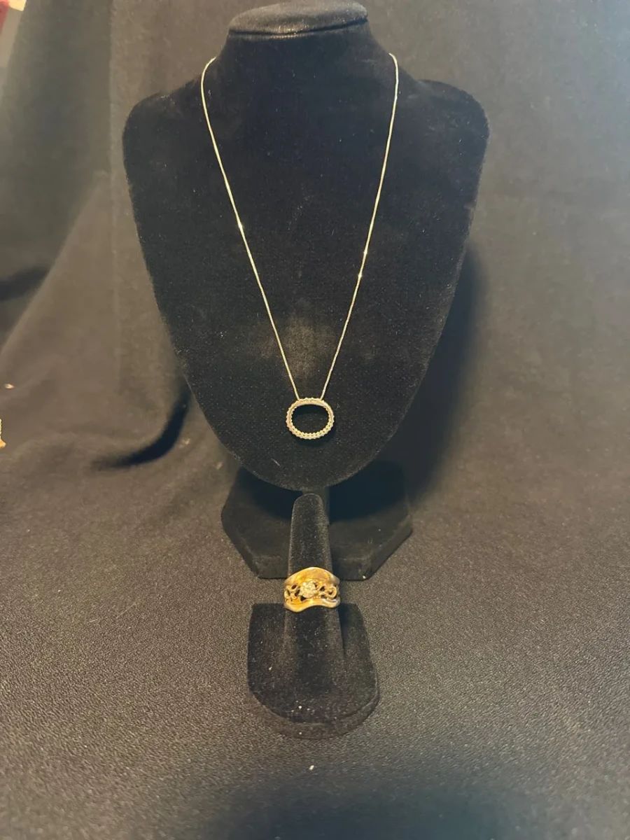 14 Karat Gold Necklace, and 14 Karat Gold Ring