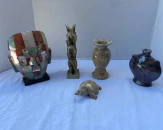 Coral Stone Art and Aztec Mask
