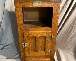 White Clad Icebox with Brass Hardware Fittings