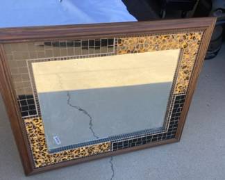 Wooden Frame Mirror with Tiles