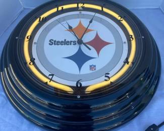 Pittsburgh Steeler Neon Wall Clock