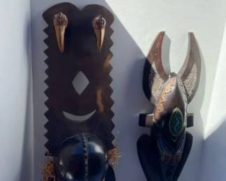 Wooden African Beaded Mask