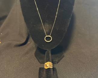 14 Karat Gold Necklace, and 14 Karat Gold Ring
