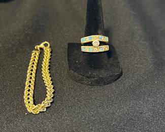 14 Karat Gold Bracelet and Ring