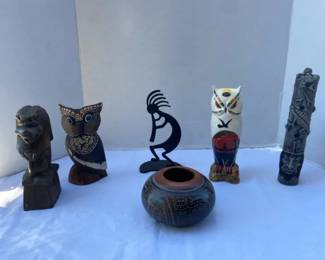 Metal Kokopelli and Wooden Art