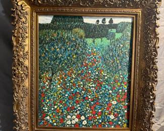 Artwork This Is a Framed HandPainted Oil Reproduction of Poppy Field 1907 by Gustav Klimt