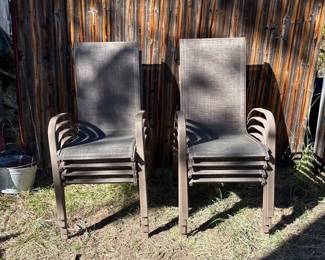Set of 8 Metal Stacking Sling Patio Armchairs