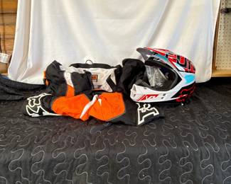 Motocross Helmet, Goggles and Riding Pants