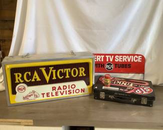 RCA Victor Lighted Sign & Slot Car Set