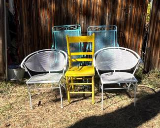 Metal Mesh Patio Chairs and Ladder-Back Chair