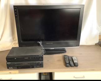 TV, DVD Player and VHS VCR