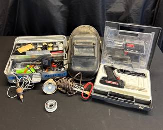 Soldering Tools, Welding Helmut, and Metal Utility Box