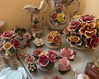 Capodimonte Italian floral porcelain collection