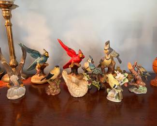 Assorted bird figurines
