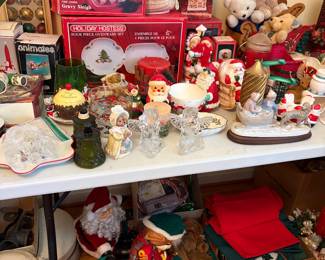 Christmas collection plus linens and a box of ornaments