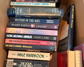 Several boxes of books,  Hal Lindsey