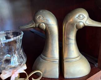 Brass duck head book ends