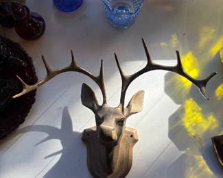 Large brass deer head
