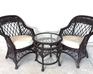 Wicker Chairs and Table Set