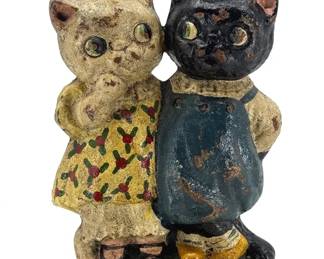 1920s Hubley Twin Kitties Cast Iron Doorstop